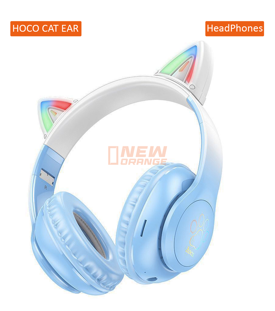 [W42] HOCO CASQUE SANS FIL OREILLES DE CHAT BLEU CRISTAL