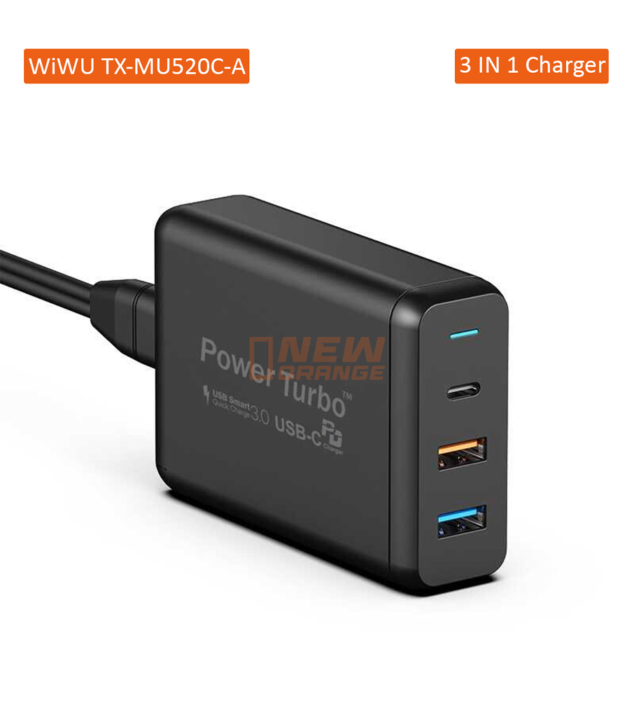 [TX-MU520C-A] Chargeur WiWU Power Turbo 3 en 1 PD+QC3.0 45W