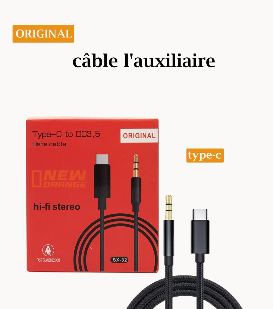 [sx-32] câble l'auxiliaire type-c vers jack 3.5mm
