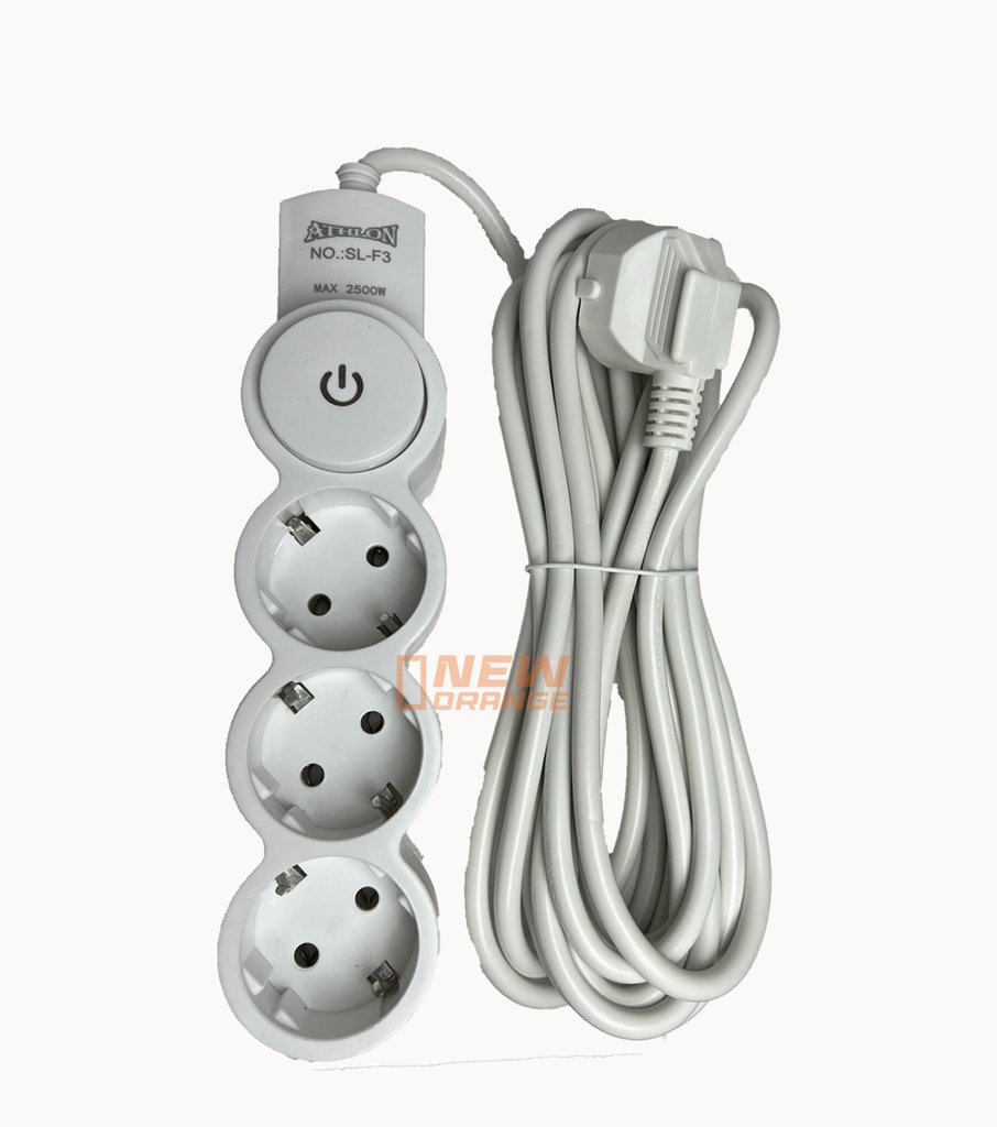 [SL-F3] Multiprise Athlon avec Interrupteur – 2500W (3 ou 5 Ports) - 3 ports