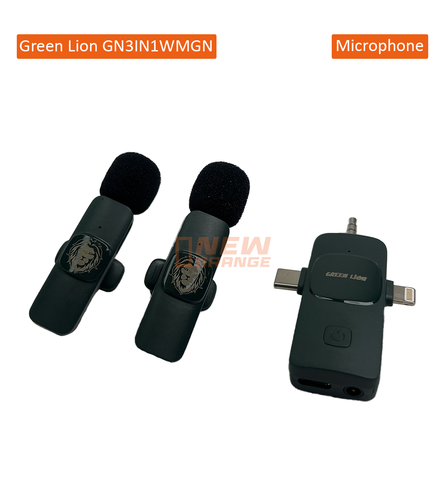 [GN3IN1WMGN] Green Lion Microphone 3 en 1 Numérique en Silicone USB-C / Lightning / Aux