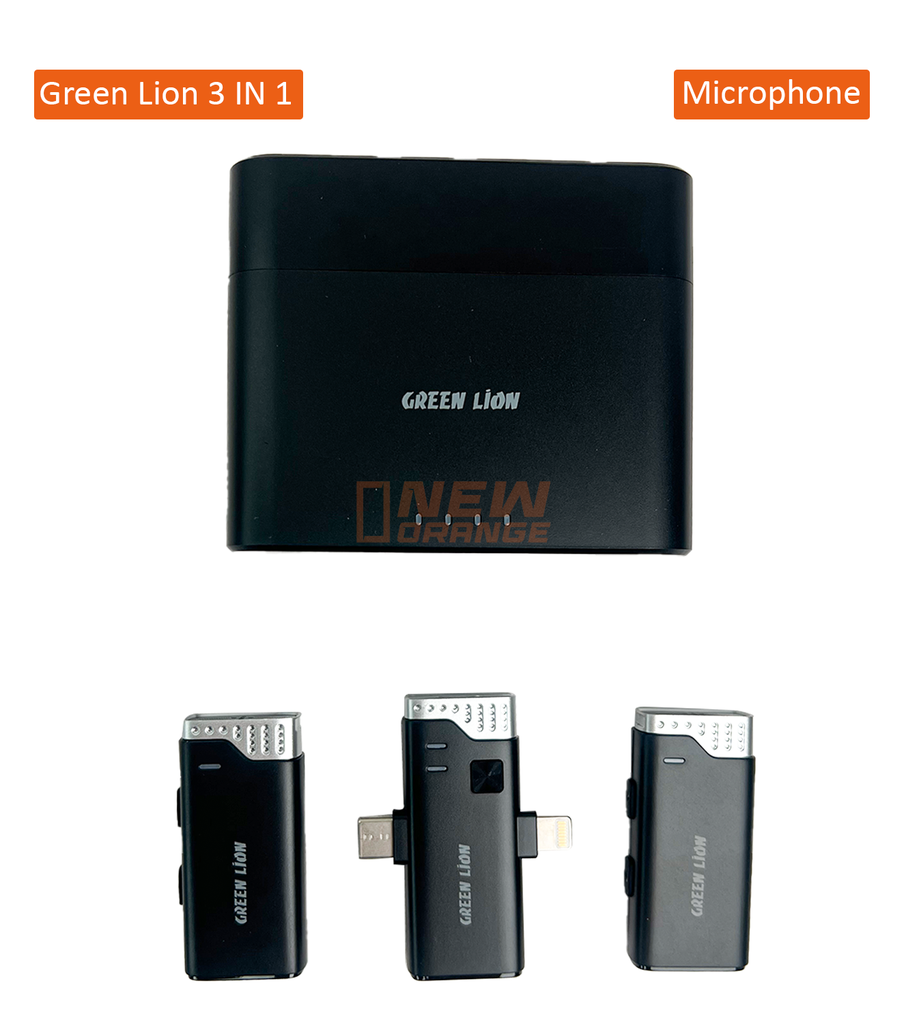[GN3IN1MIC360D] Green Lion 3 IN 1 360 Microphone USB-C / Lightning / AUX - noir
