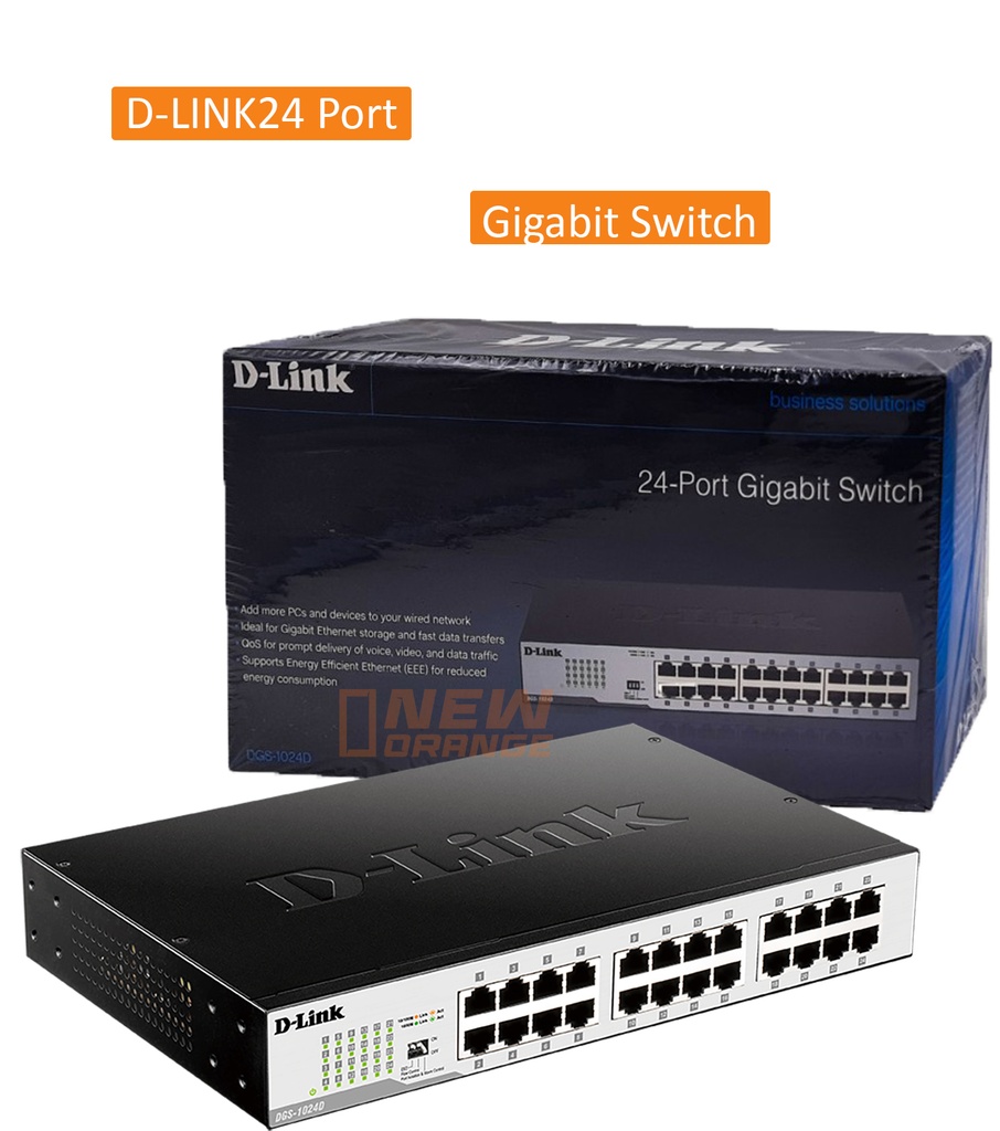 [DGS-1024D] Commutateur Fast Ethernet D-Link, concentrateur réseau sans ventilateur non géré Gigabit 24 ports