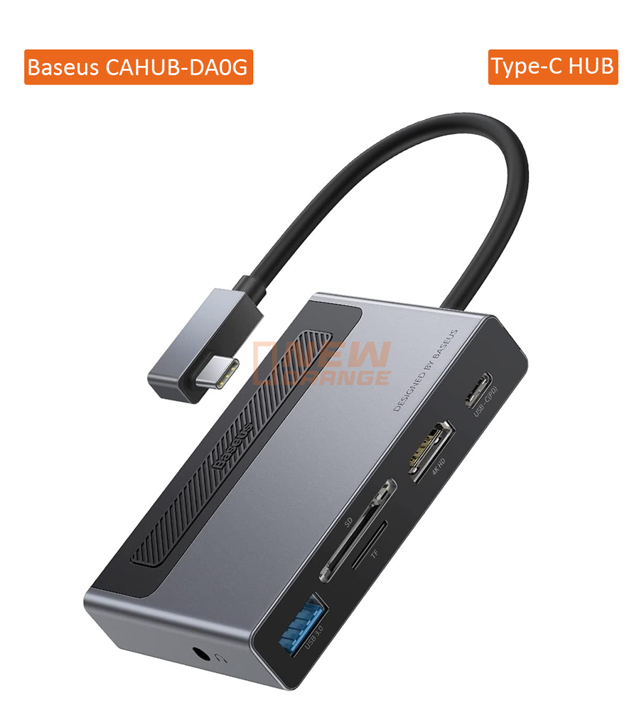 [CAHUB-DA0G] Baseus Hub d'extension multifonction 6 ports Type-C avec clip rétractable, édition standard - gris