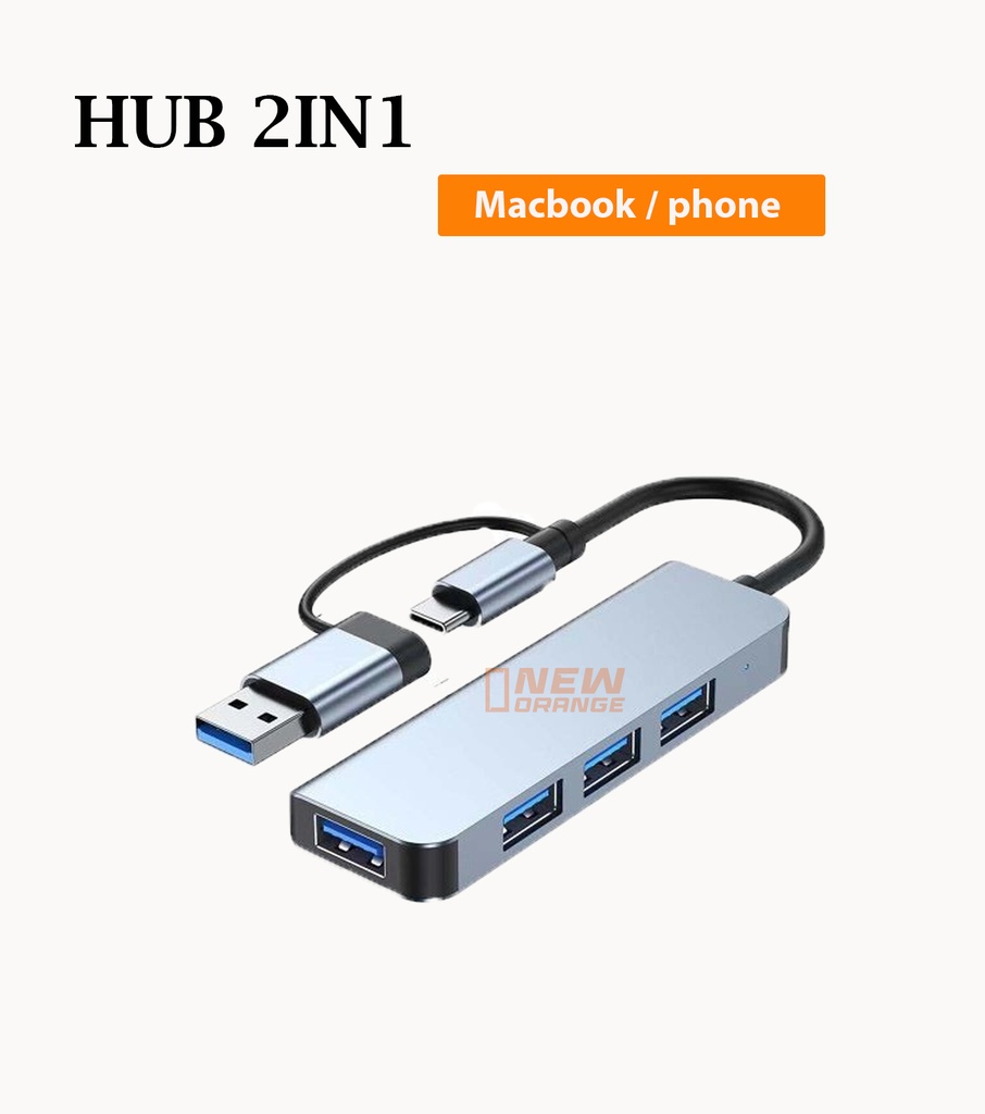 [2in1] HUB USB 2-in-1 4 Ports MacBook / téléphone