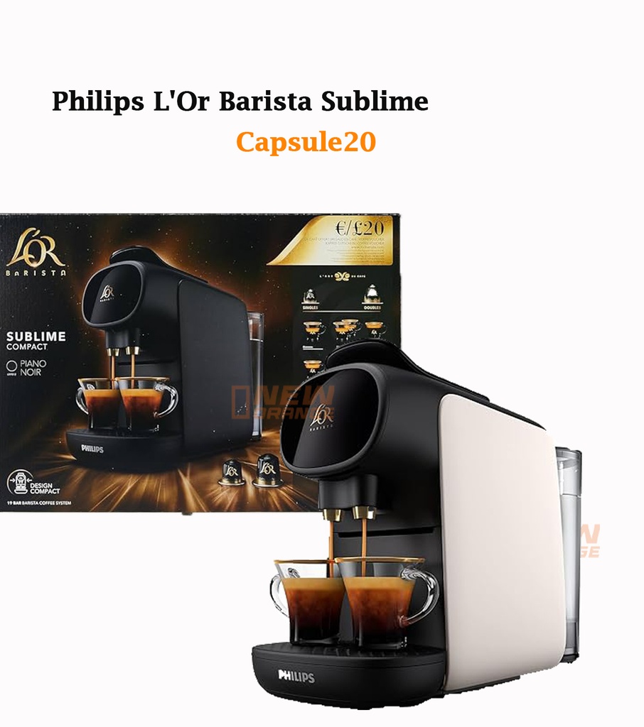 [20] Philips L'Or Barista Sublime, Machine à Café à Capsules, Piano Noir, Reconnaissance des Capsules Doubles, 1 ou 2 Tasses, Bac d'Égouttement Réglable