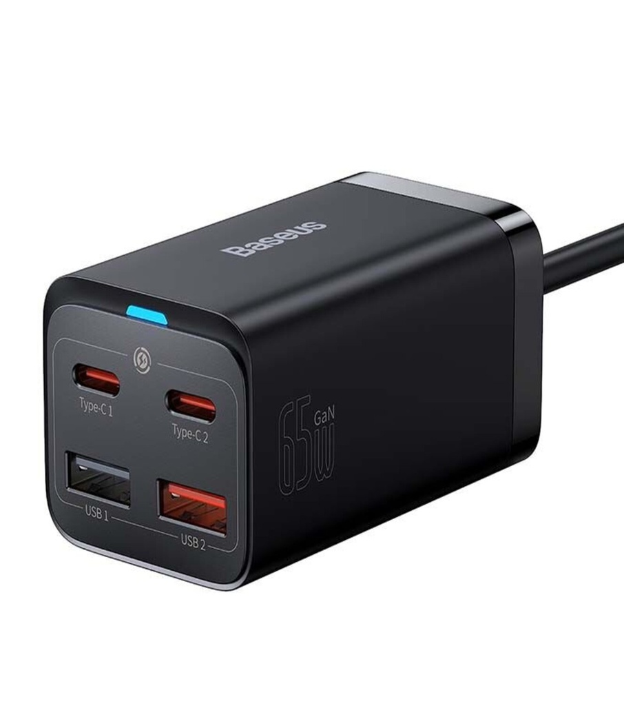 [NOREF073] Baseus Chargeur de bureau 2 x USB Type C / 2 x USB 65W PD/QC4.0+AFC/ PPS + câble USB Type C – USB Type C – CCGP040101