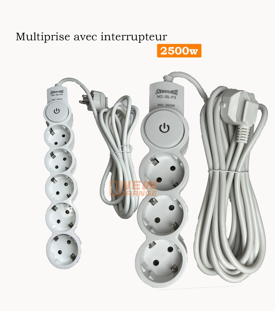 [NOREF382] Multiprise Athlon avec Interrupteur – 2500W (3 ou 5 Ports)