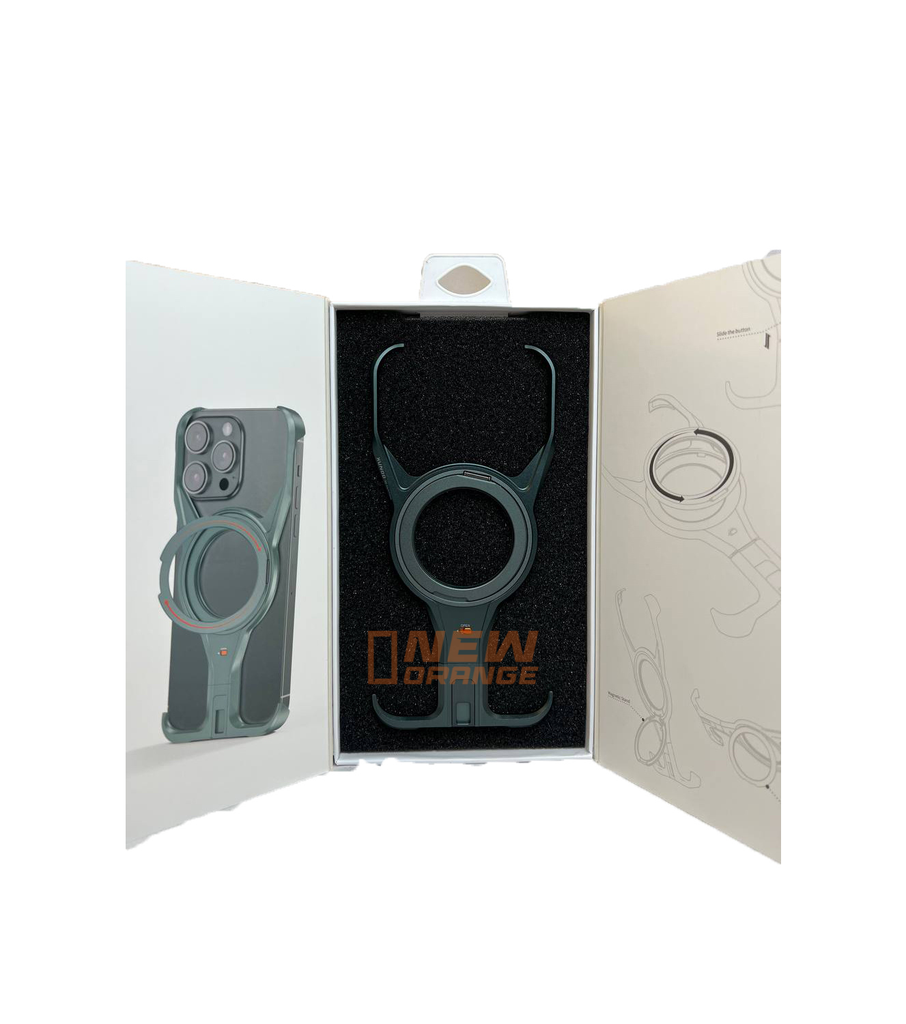 [NOREF389] OATSBASF Minimalist Phone Case Compatible with iPhone 16 Pro Max 6.9", 360° Rotation Kickstand Aluminum Metal Frame Design