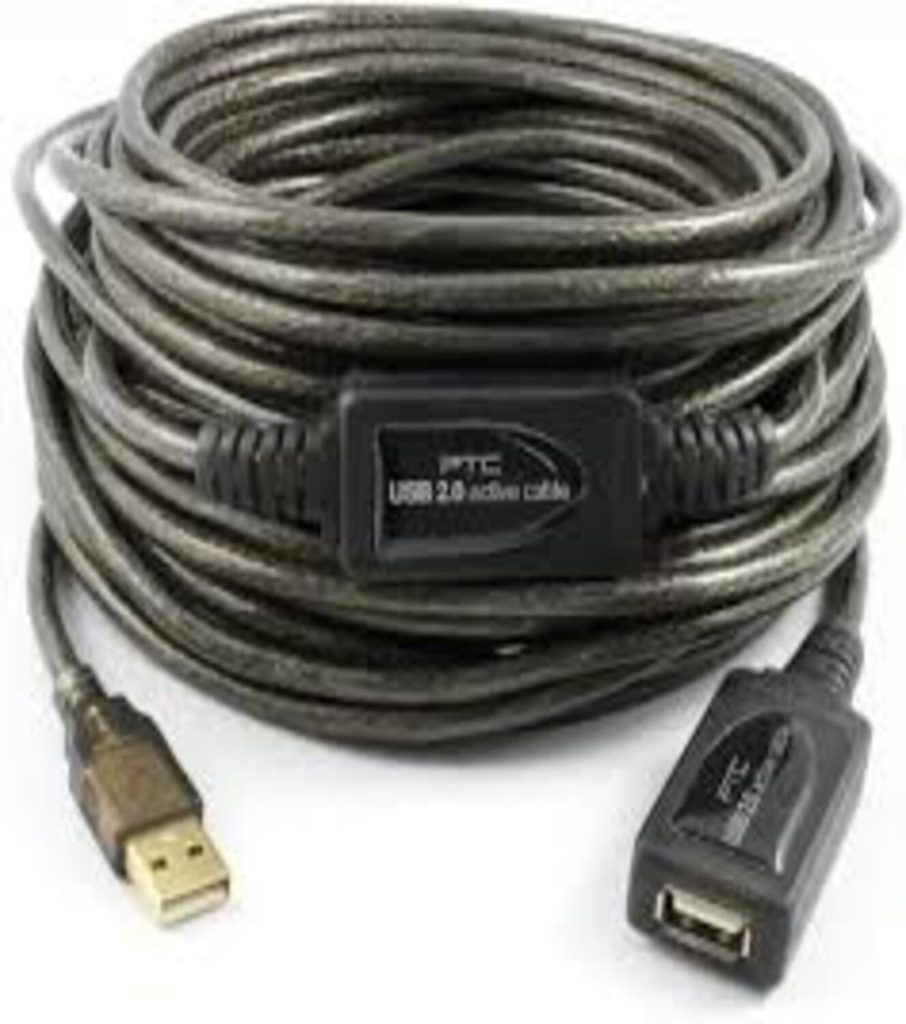 [NOREF429] PTC - 20 Meters (64 Feet) USB 2.0 Active Extension / Repeater Cable A Male to A Female - Supports High Speed USB2.0 480 Mbps
