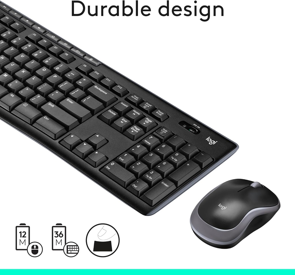 [MK270 920-004510] Logitech MK270 Wireless Keyboard and Mouse Combo for Windows, 2.4 GHz Wireless, Compact Mouse