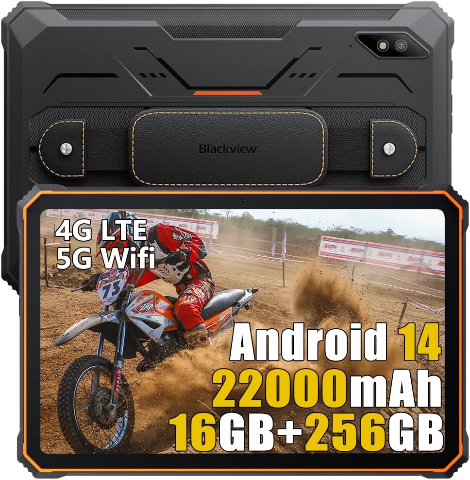 [REF-16359] Blackview Active 8 Pro Tablette Incassable Android 14, Batterie 22000mAh, 16Go+256Go+1To Extension, 10.36'' 2.4K, IP68 Tablet, 48MP+16MP, Quad Haut-Parleur Stéréo, Double 4G