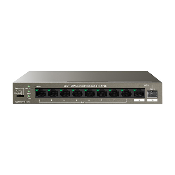 [TEG1110PF-8-102W] Switch TENDA TEG111OPF-8-102W 9GE+1SFP Ethernet Switch Avec 8-port PoE